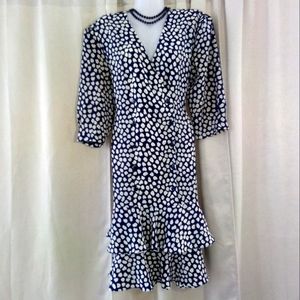 Vintage BGB Petites Double Breasted Drop waist Dress Navy & White Spots Size 6P